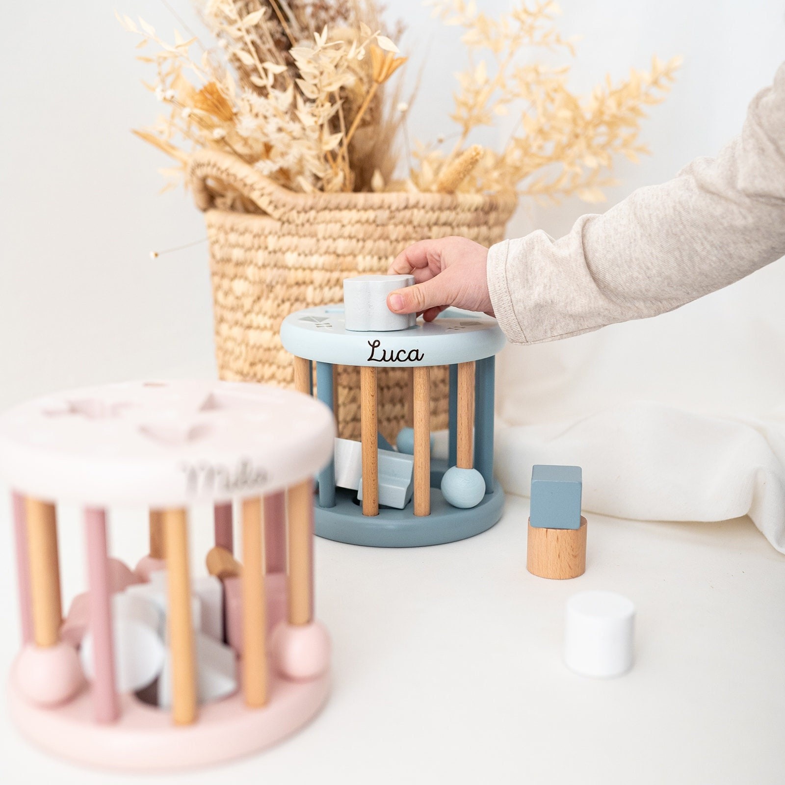 Personalized Wooden Shape Sorting Wheel with Name Baby Wooden Toys Newborn Gift Christmas Gift