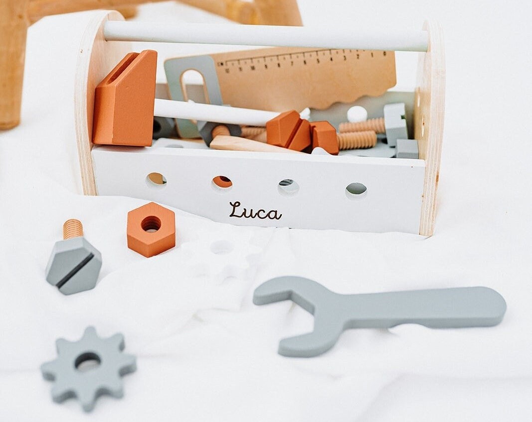 Personalized Wooden Toolbox with Name Child Wooden Toys Kids Gift Christmas Gift