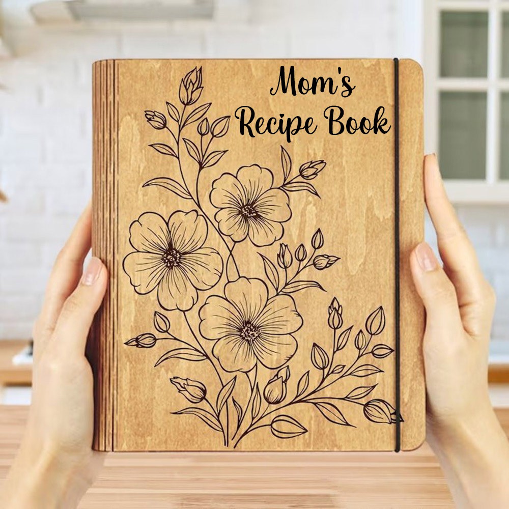 Personalized Family Wooden Recipe Book Mother's Day Gift Ideas