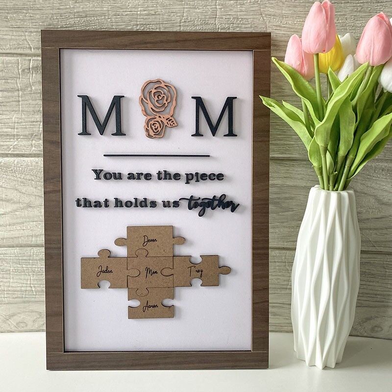 Personalized Mothers Day Puzzle Sign Mom You Are the Piece That Holds Us Together