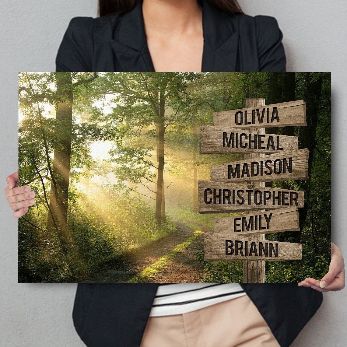 Sunshine Forest Personalized Multi-Names Family Canvas Wall Art