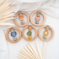 Personalized Baby Rattle with Name Baby Wooden Toys Newborn Gift Christmas Gift