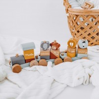 Personalized Wooden Train with Animals Baby Wooden Toys Newborn Gift Christmas Gift