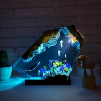 Humpback Whale and Jellyfish Ocean Resin Lamp