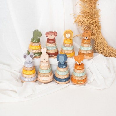 Personalized Stacking Tower Baby Wooden Toys Baby Birth Gift Christmas Gift