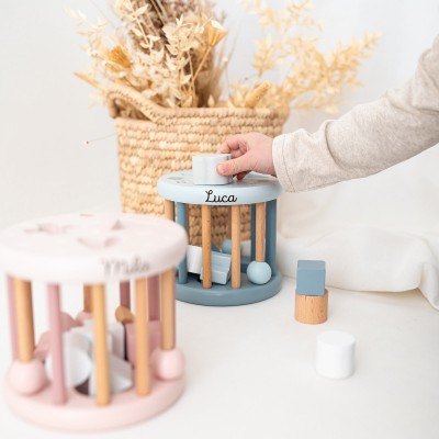 Personalized Wooden Shape Sorting Wheel with Name Baby Wooden Toys Newborn Gift Christmas Gift