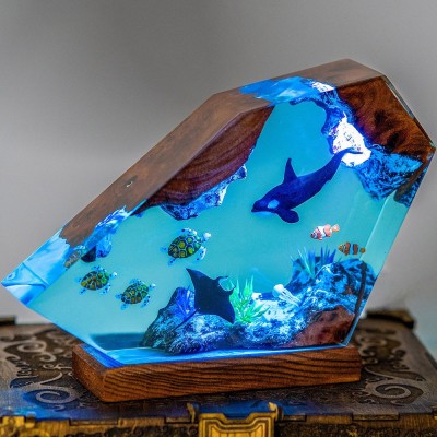 Orca Shark Turtle & Manta Rays Ocean Resin Lamp