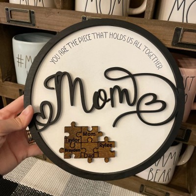 Personalized Mothers Day Puzzle Sign Mom You Are the Piece That Holds Us Together
