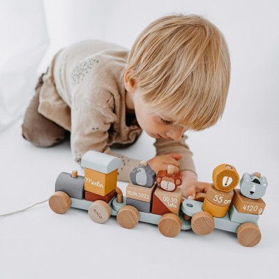 Personalized Wooden Train with Animals Baby Wooden Toys Newborn Gift Christmas Gift