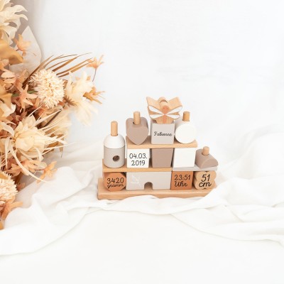 Personalized Wooden House with Name Baby Wooden Toys Newborn Gift Christmas Gift