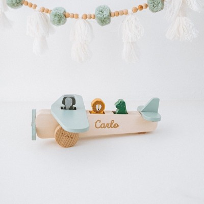 Personalized Wooden Airplane with Name Baby Wooden Toys Newborn Gift Christmas Gift