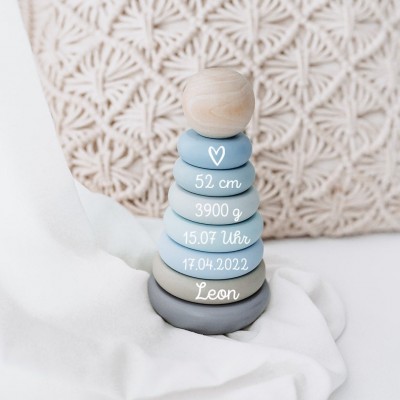 Personalized Stacking Tower Baby Wooden Toys Baby Birth Gift Christmas Gift