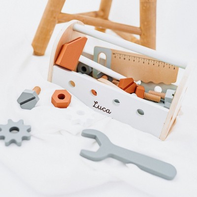 Personalized Wooden Toolbox with Name Child Wooden Toys Kids Gift Christmas Gift