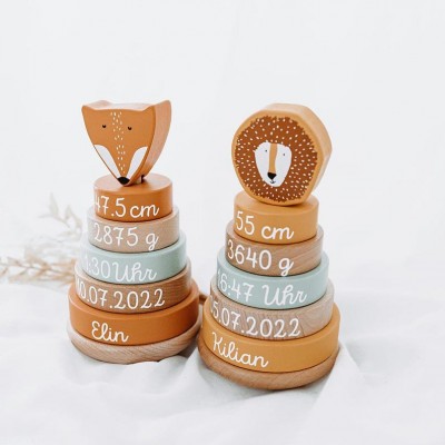 Personalized Stacking Tower Baby Wooden Toys Baby Birth Gift Christmas Gift