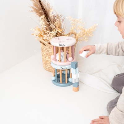 Personalized Wooden Shape Sorting Wheel with Name Baby Wooden Toys Newborn Gift Christmas Gift