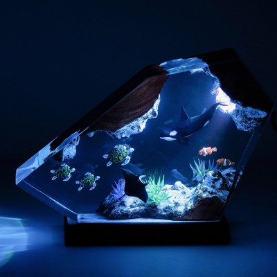 Orca Shark Turtle & Manta Rays Ocean Resin Lamp